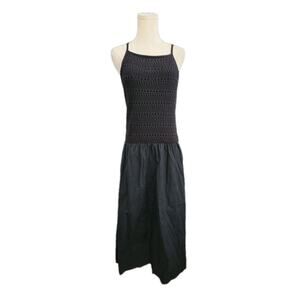 NWT Universal Thread Black Drop Waist Crochet Top Poplin Maxi Dress Sz Medium